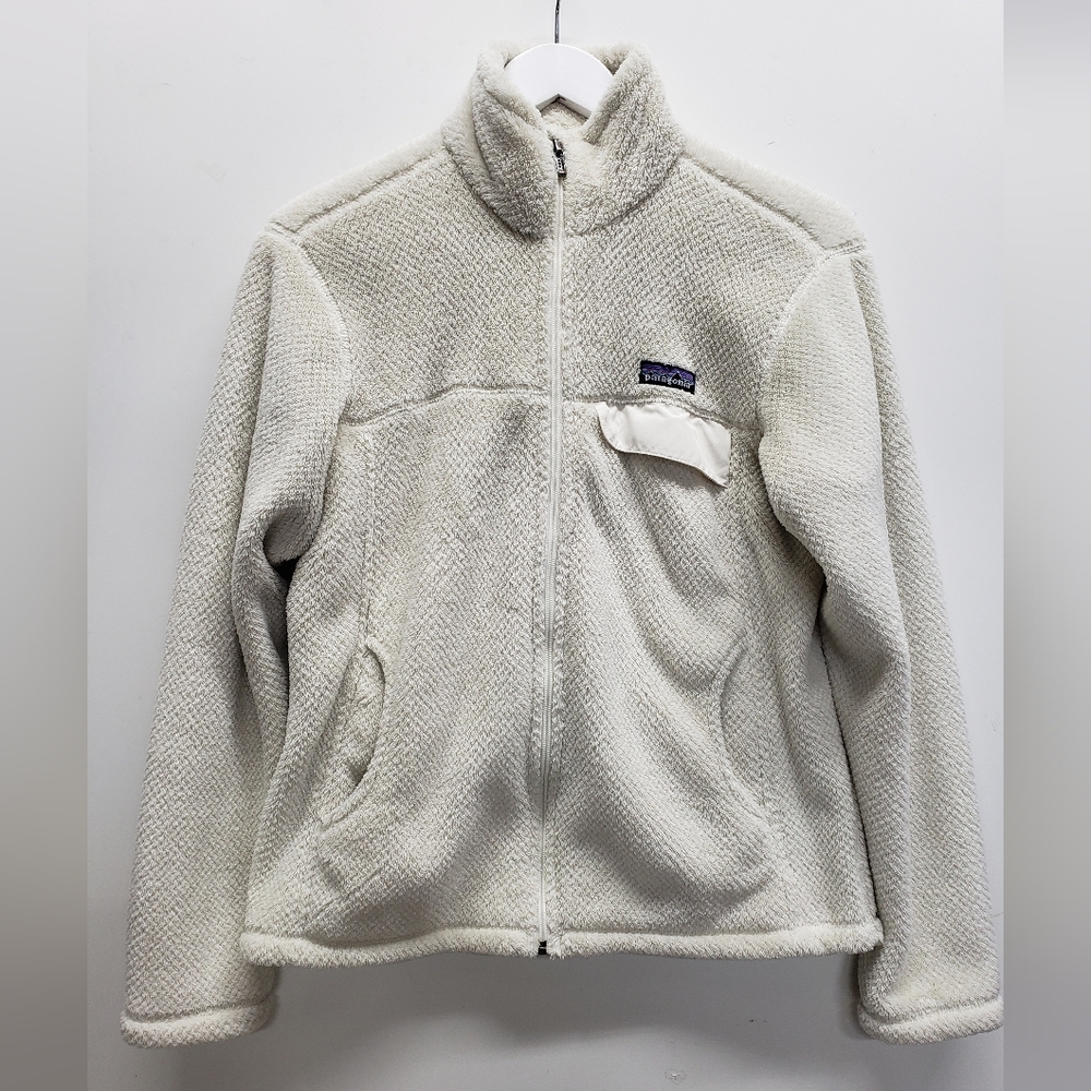 Patagonia Polar Tech jacket fleece zip up cream womens M plush cozy soft